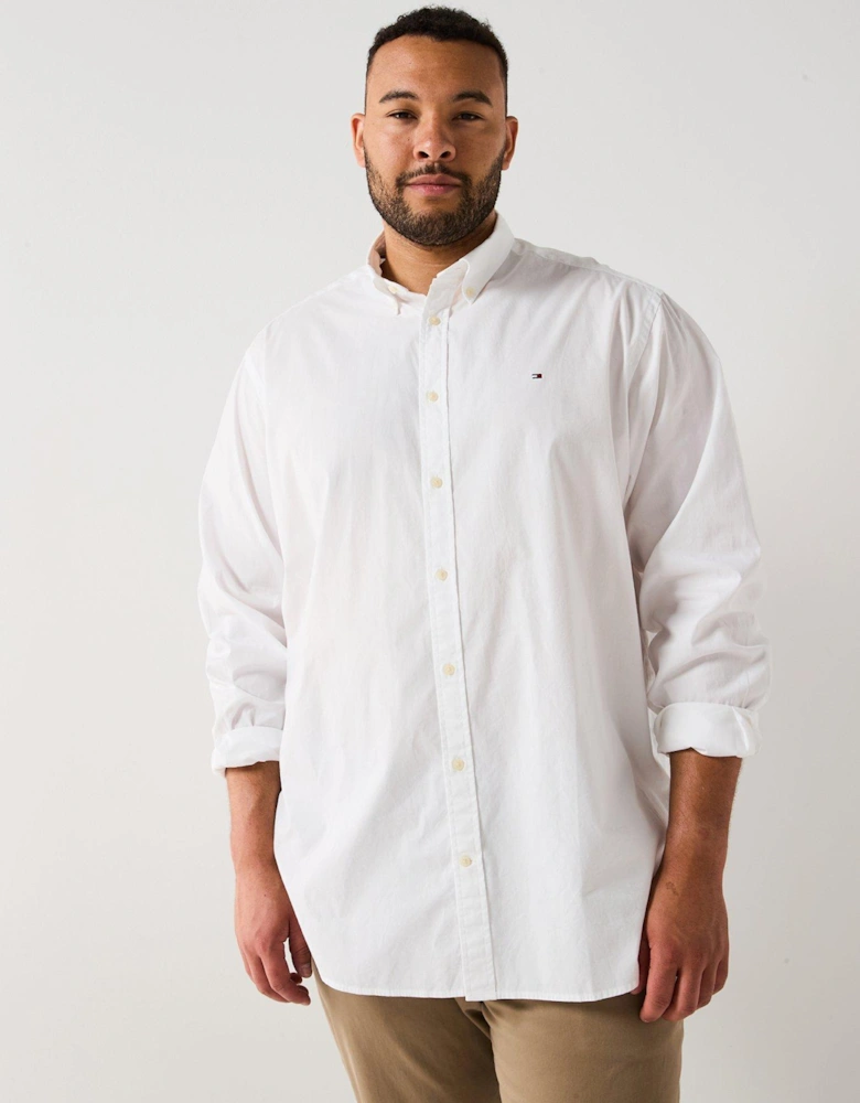 Big & Tall Flex Poplin Regular Fit Long Sleeve Shirt - White