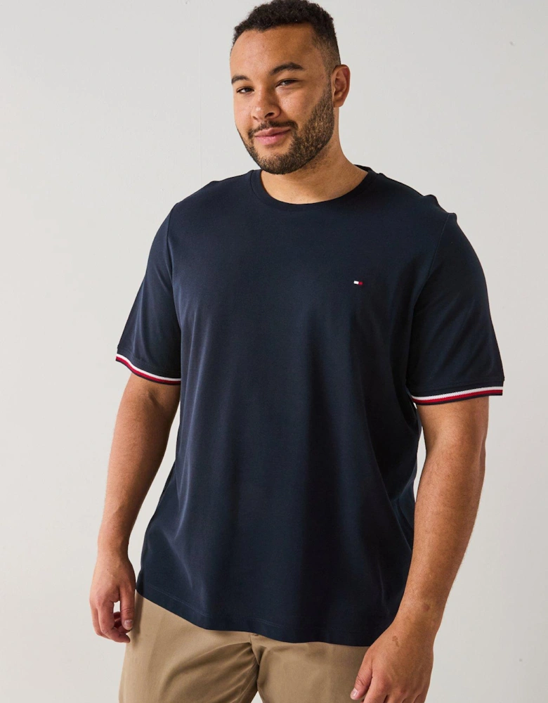Big & Tall Global Striped Cuff T-Shirt - Navy