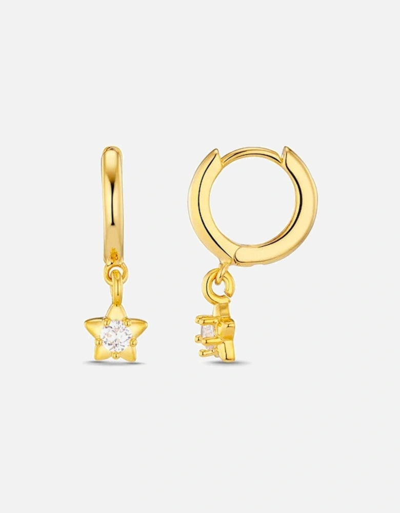 Crystal Star Charm Huggie Hoops