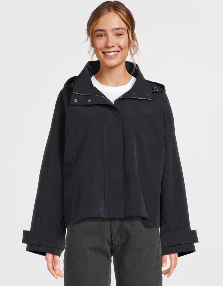 Nylon Tie Waist Jacket - Black