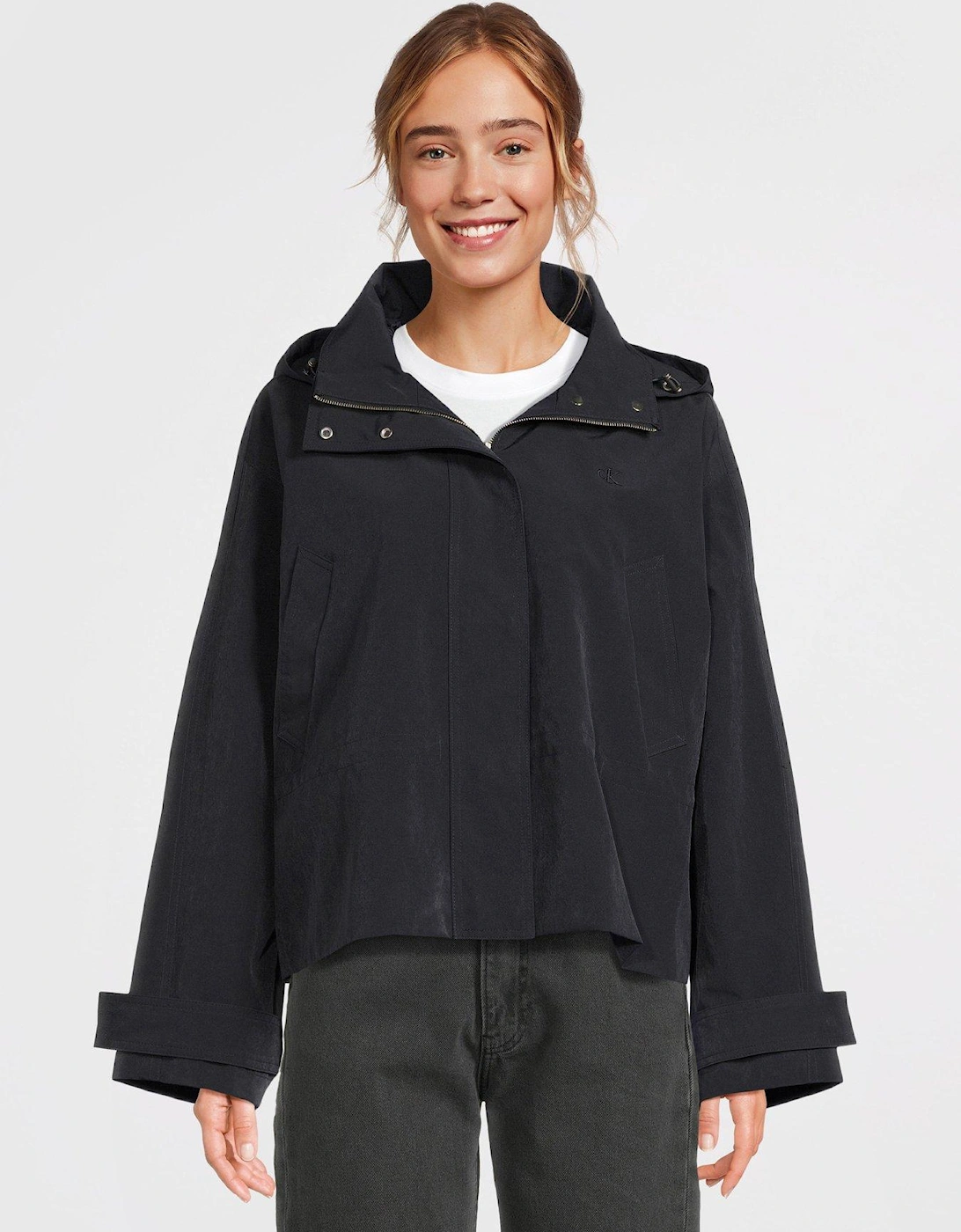 Nylon Tie Waist Jacket - Black, 2 of 1
