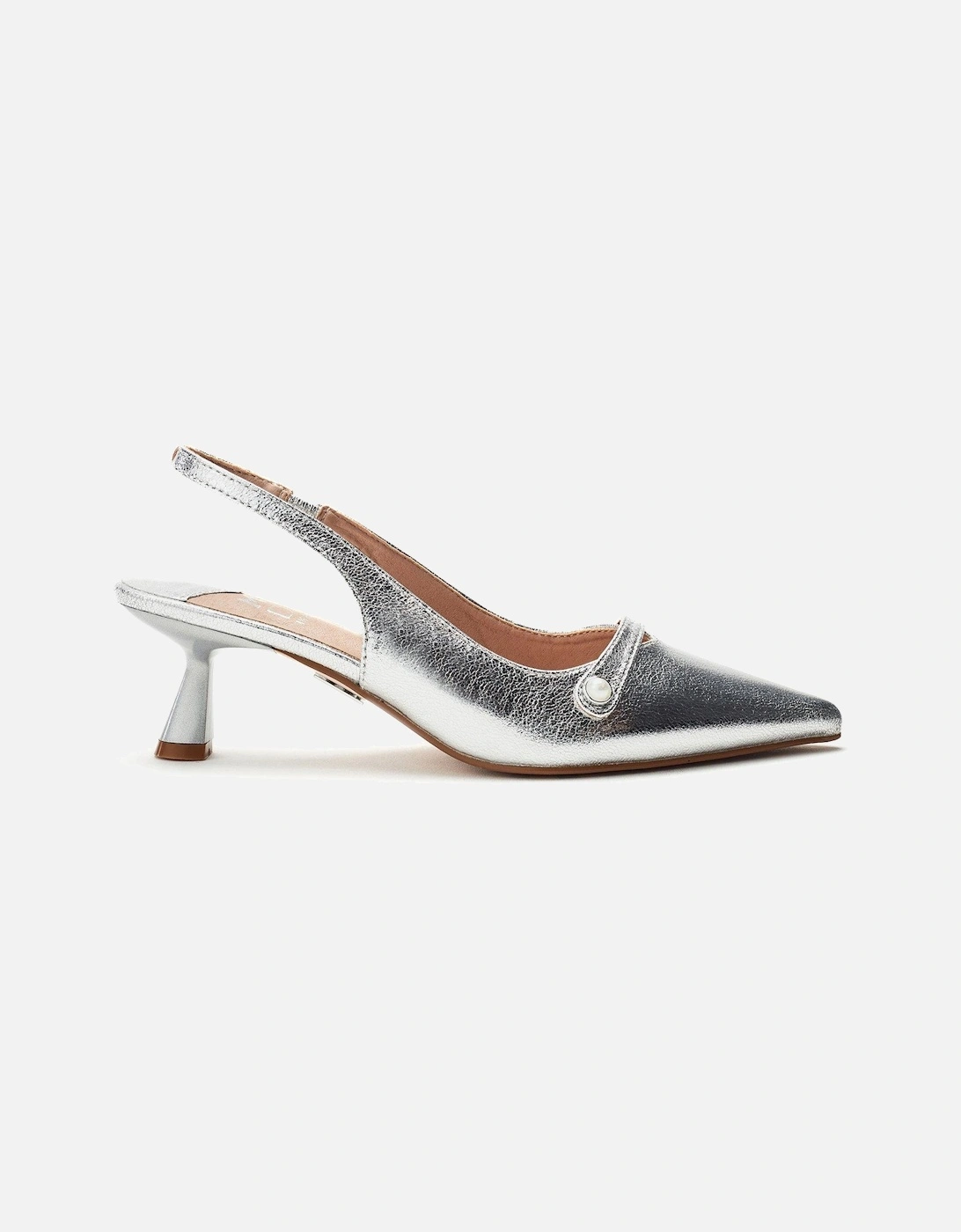 Godal Slingback Kitten Heel Shoes - Silver, 2 of 1