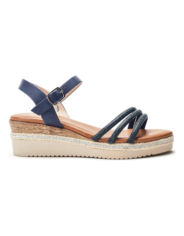 Kandace Wedge Sandals - Navy