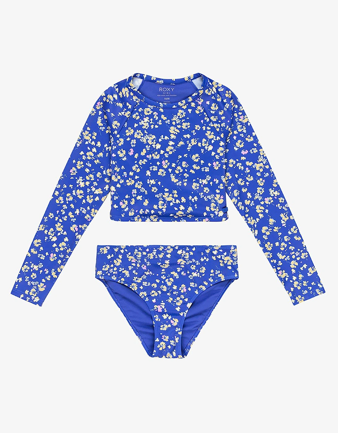 Girls Shadow Floral Crop Lycra Rashguard Set - Blue, 2 of 1