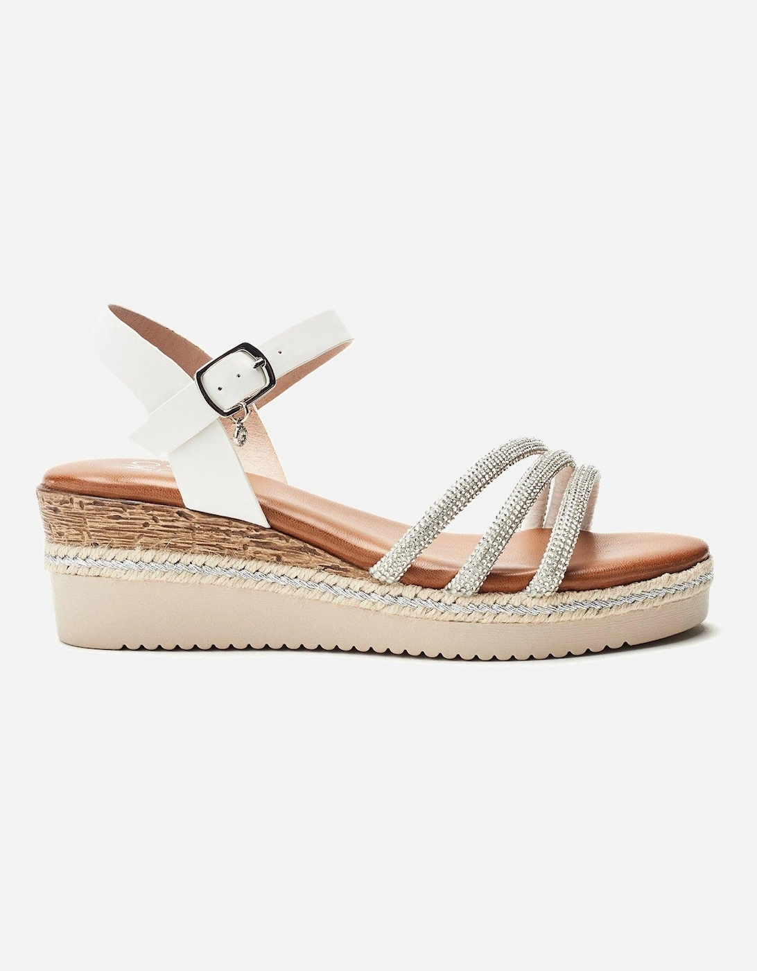 Kandace Wedge Sandals - White/silver, 2 of 1