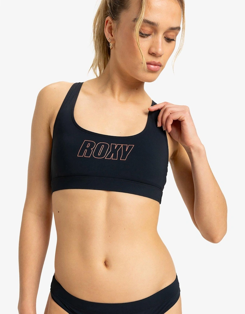 Womens Active Bralette Tank Separate Top Swimsuit - Black