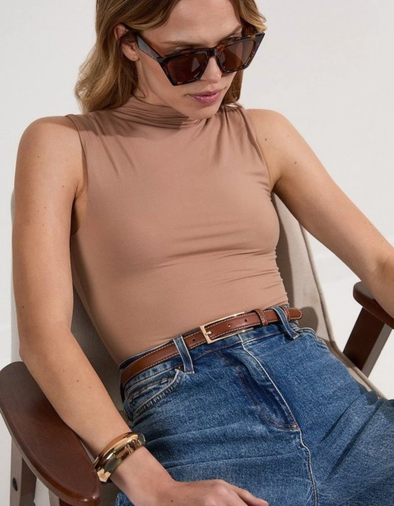 Contour Jersey Sleeveless High Neck Bodysuit