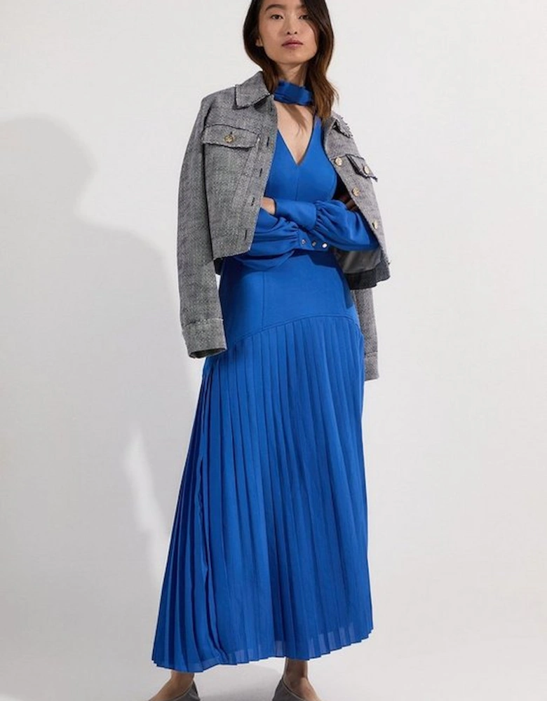 Jersey Ponte Georgette Mix Midi Dress