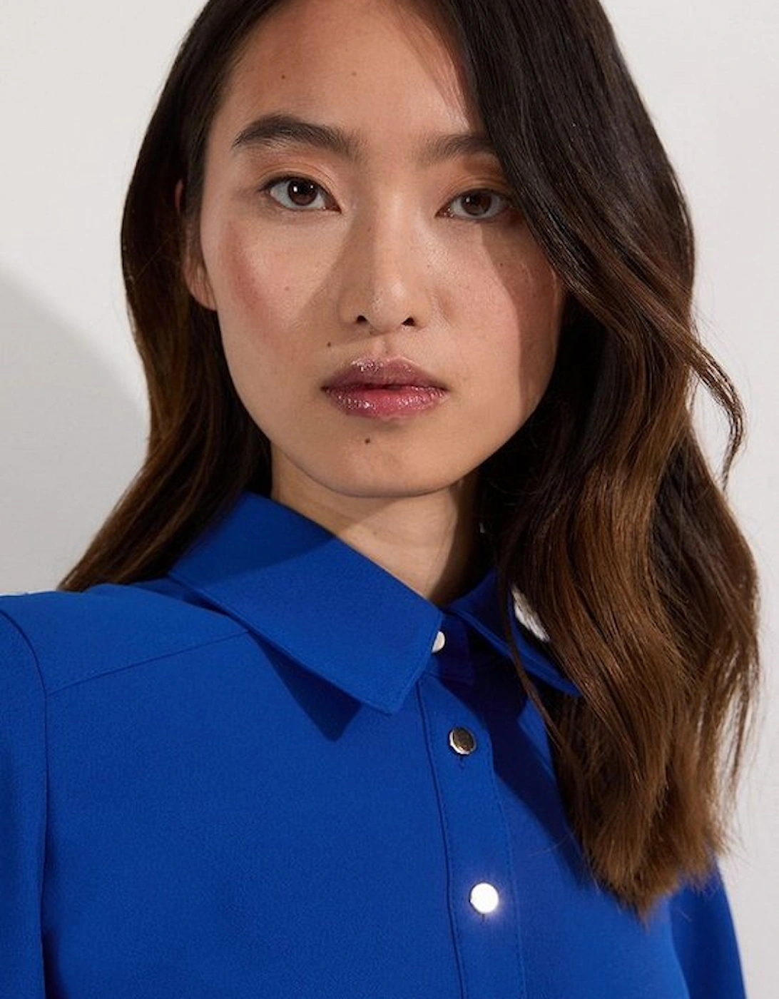 Tailored Crepe Pleated Shirt Dress
