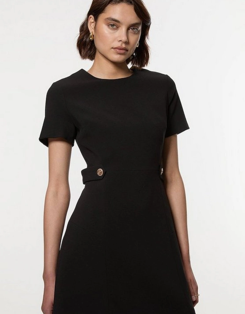 Compact Stretch Essential Waist Tab Detail Tailored Mini Dress