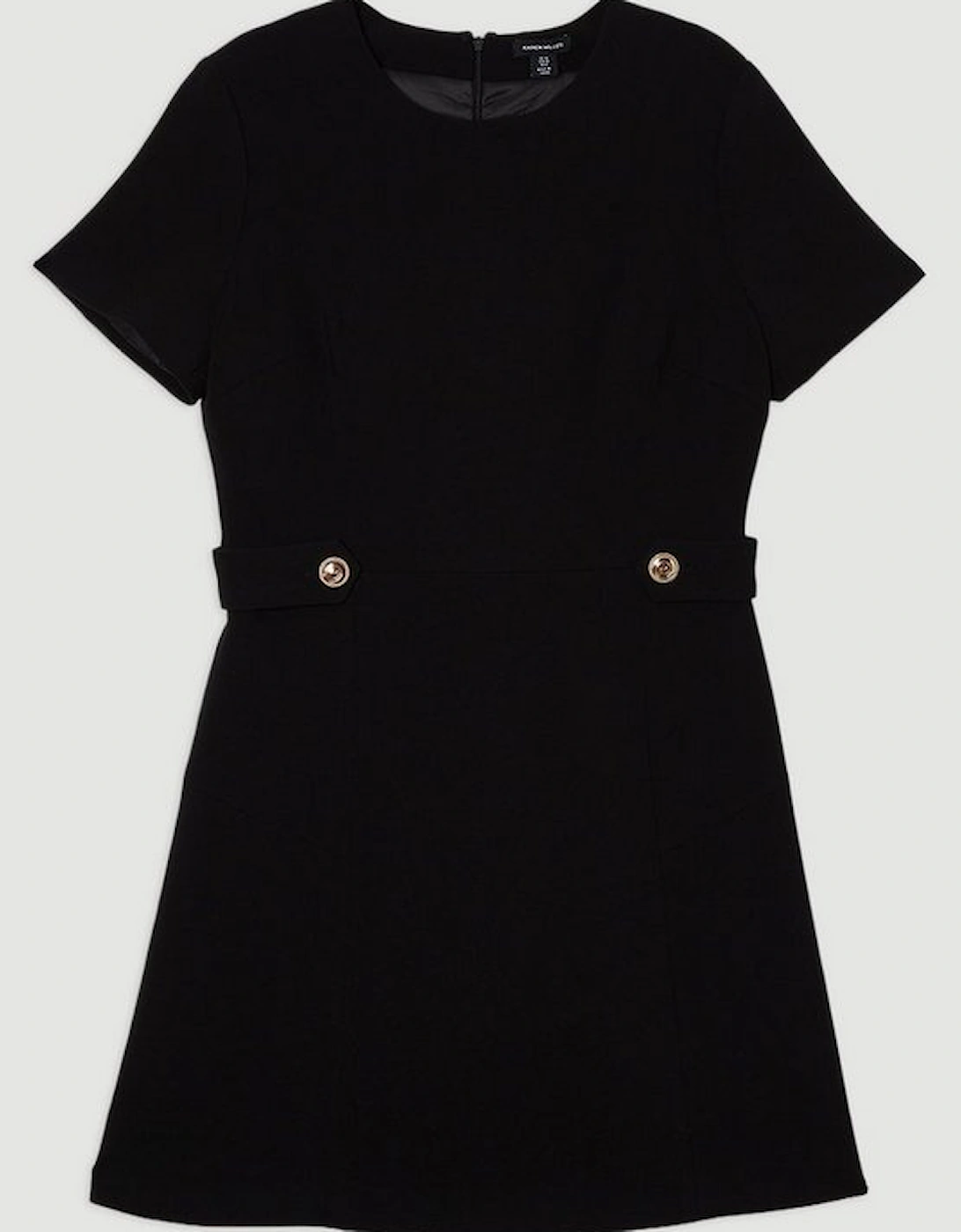 Compact Stretch Essential Waist Tab Detail Tailored Mini Dress