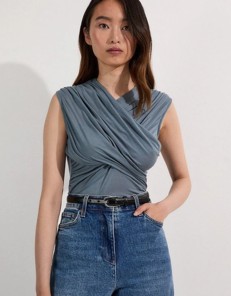 Premium Tencel Jersey Wrap Detail Top