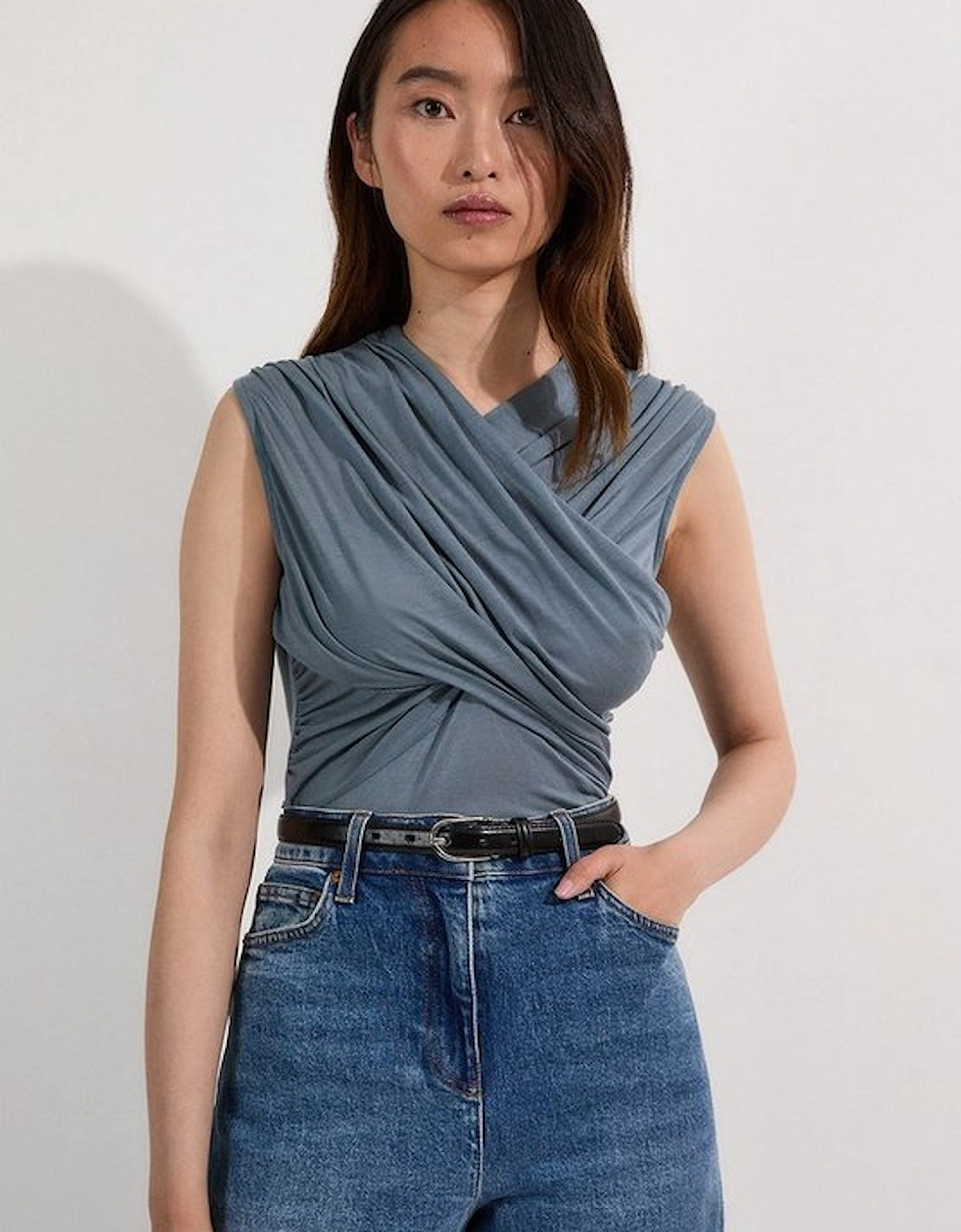 Premium Tencel Jersey Wrap Detail Top