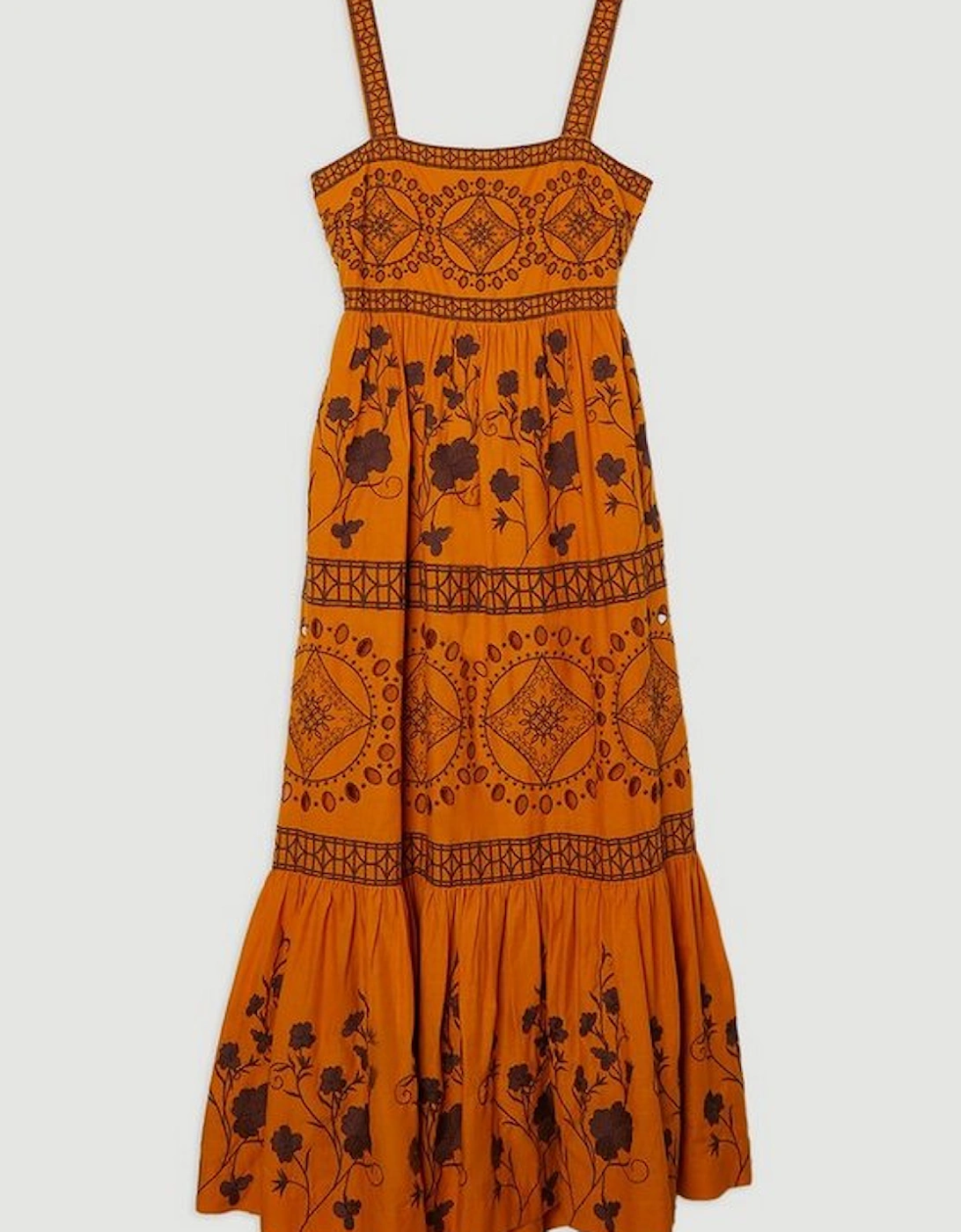 Floral & Geo Embroidered Woven Maxi Dress