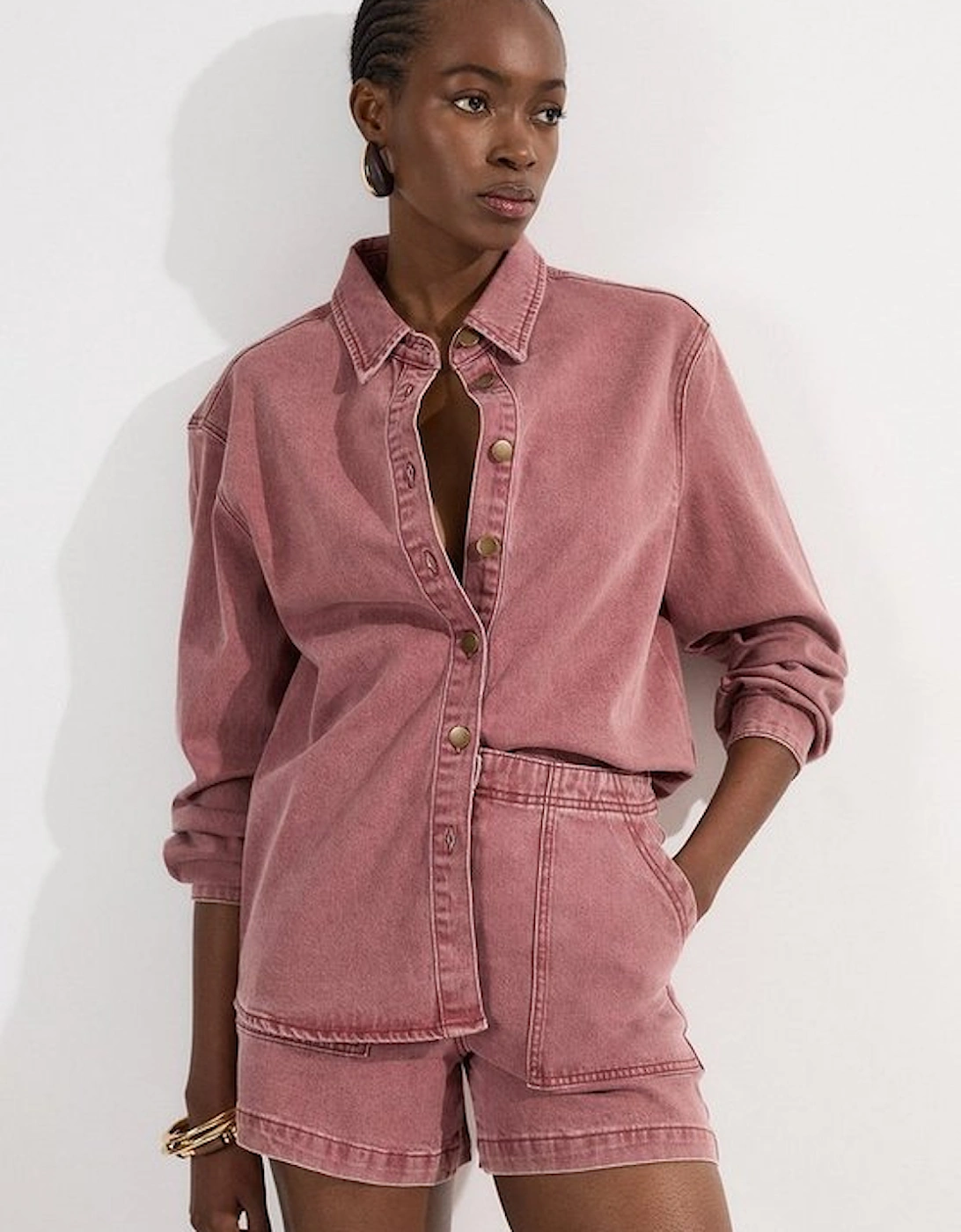 Coloured Denim Button Jacket