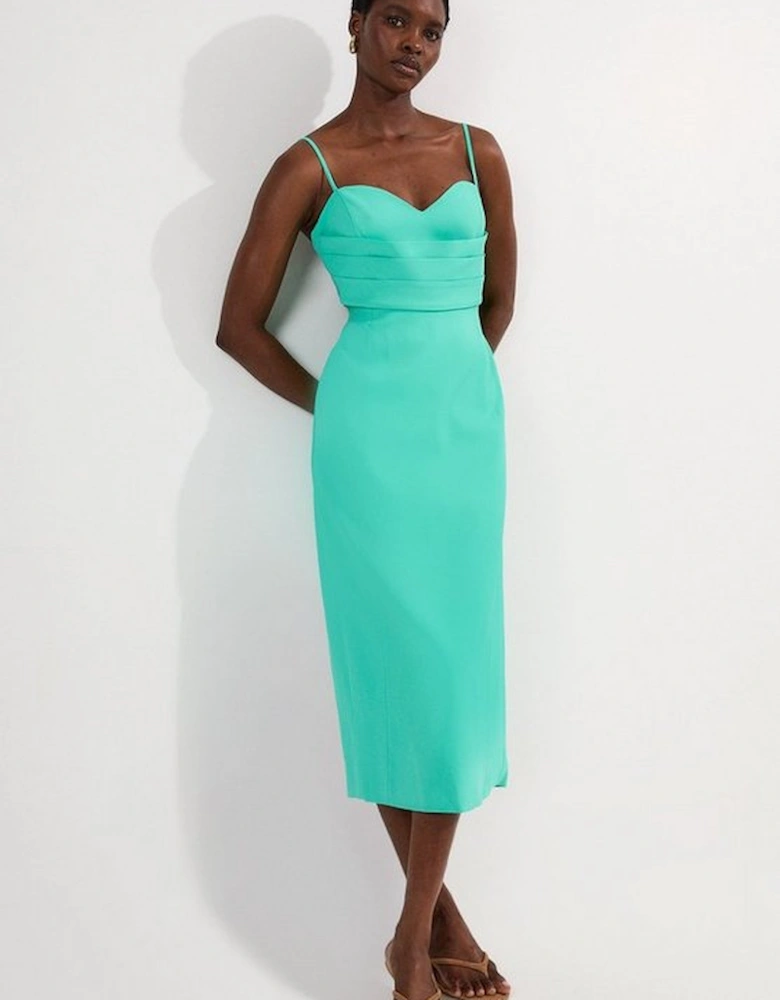 Polished Tailored Corset Detail Midi Dress