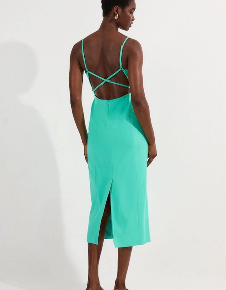 Polished Tailored Corset Detail Midi Dress