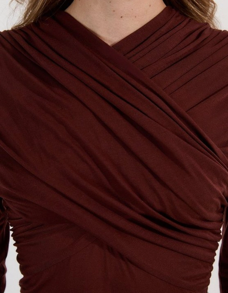 Premium Tencel Jersey Wrap Detail Long Sleeve Top