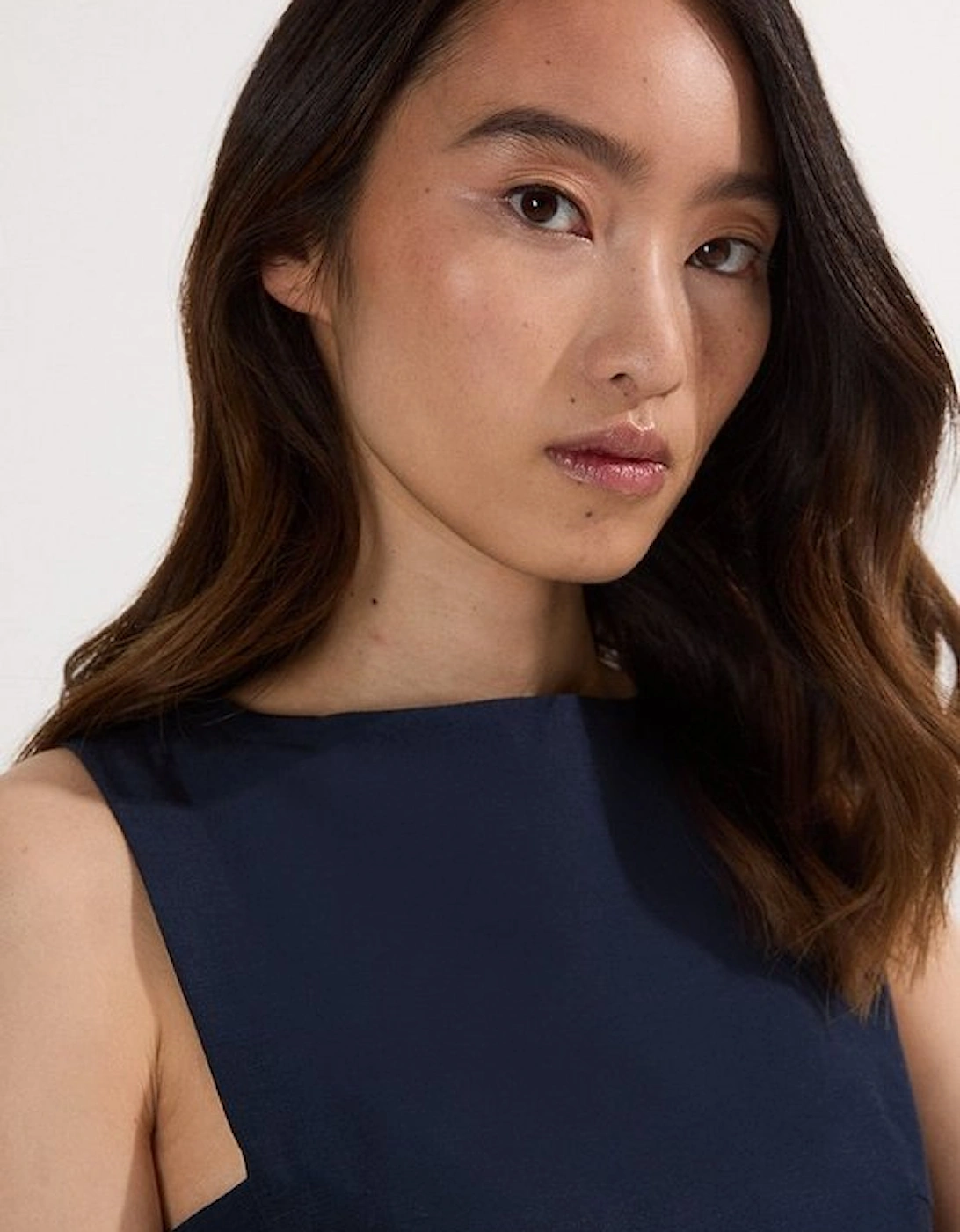 Premium Tailored Linen Tab Waist Pencil Midi Dress