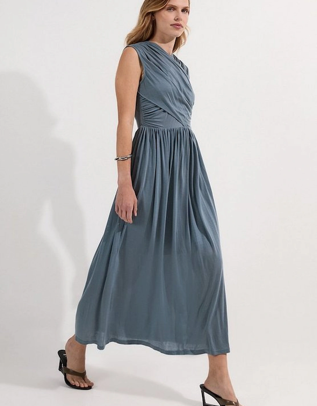 Premium Tencel Jersey Wrap Detail Midi Dress, 4 of 3