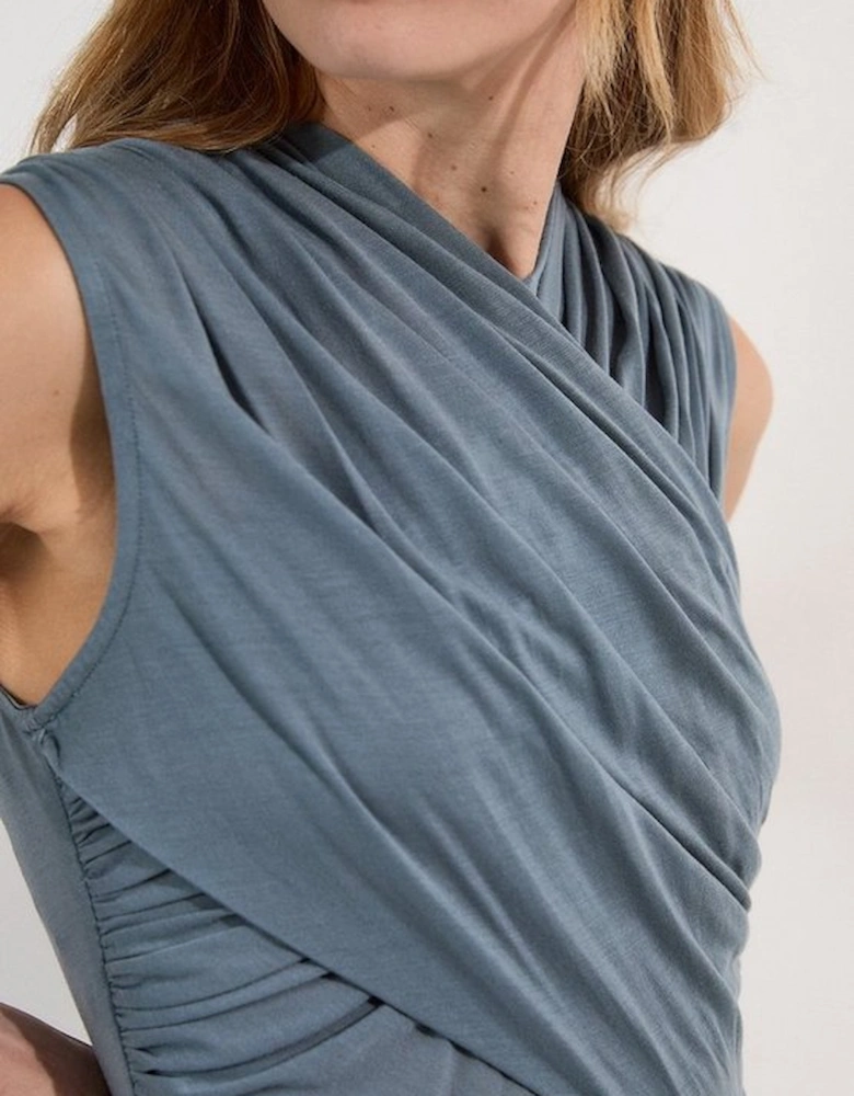 Premium Tencel Jersey Wrap Detail Midi Dress
