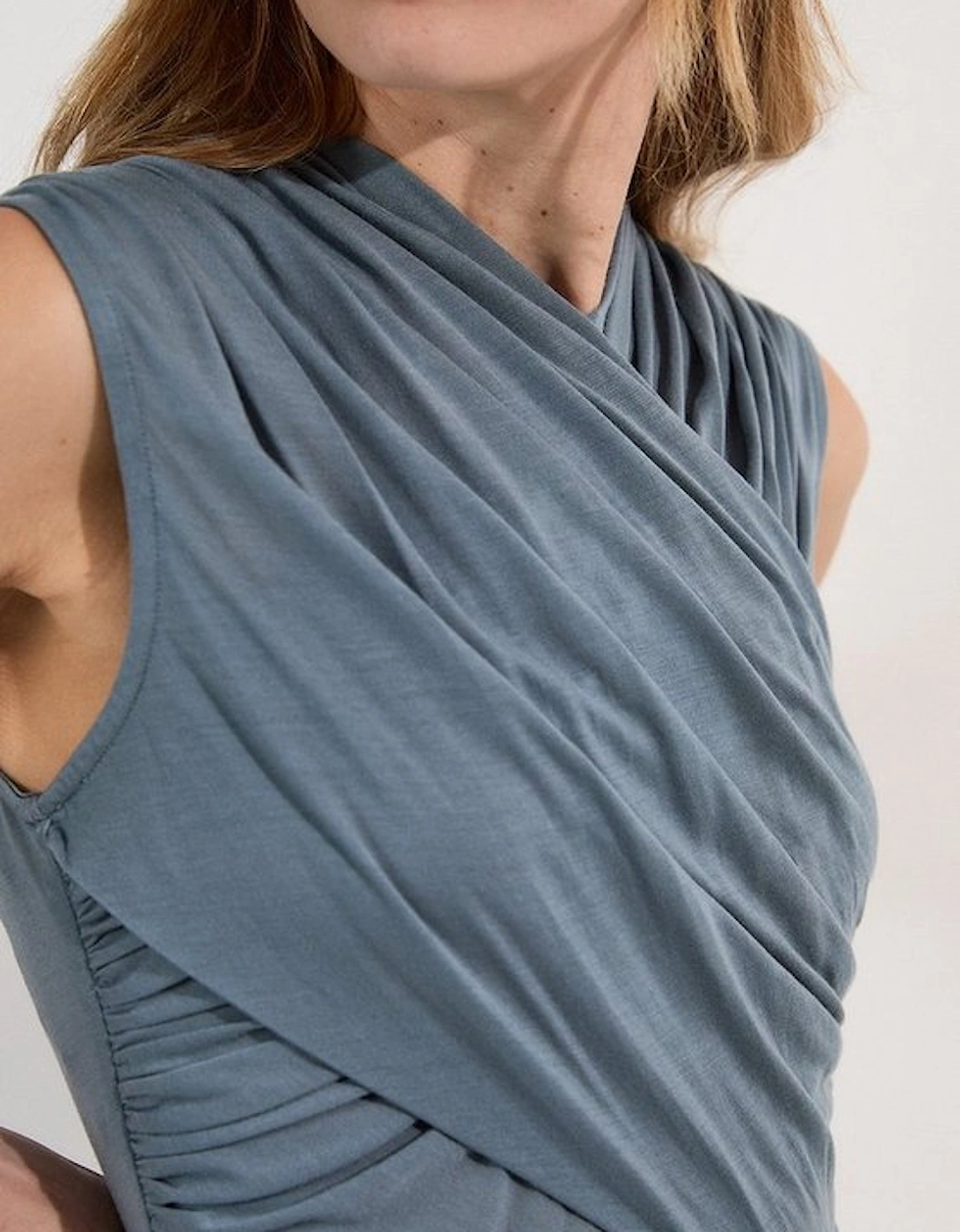 Premium Tencel Jersey Wrap Detail Midi Dress