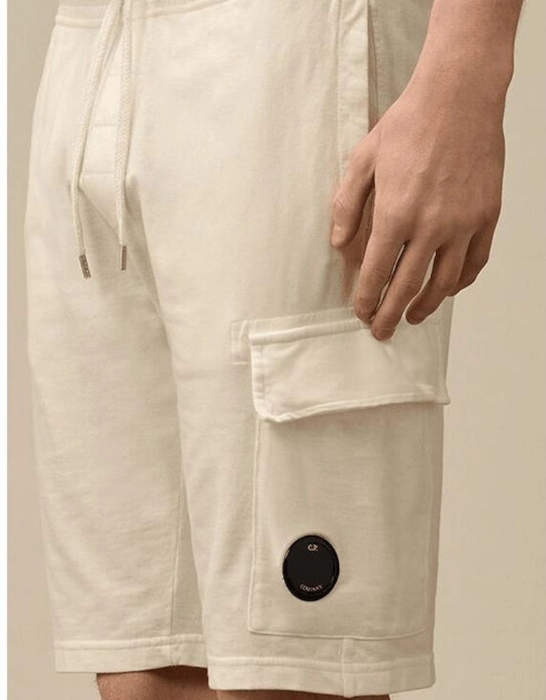 Light Fleece Lens Pocket Gauze White Cargo Shorts