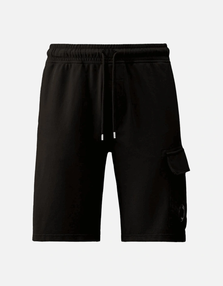 Light Fleece Lens Pocket Black Cargo Shorts