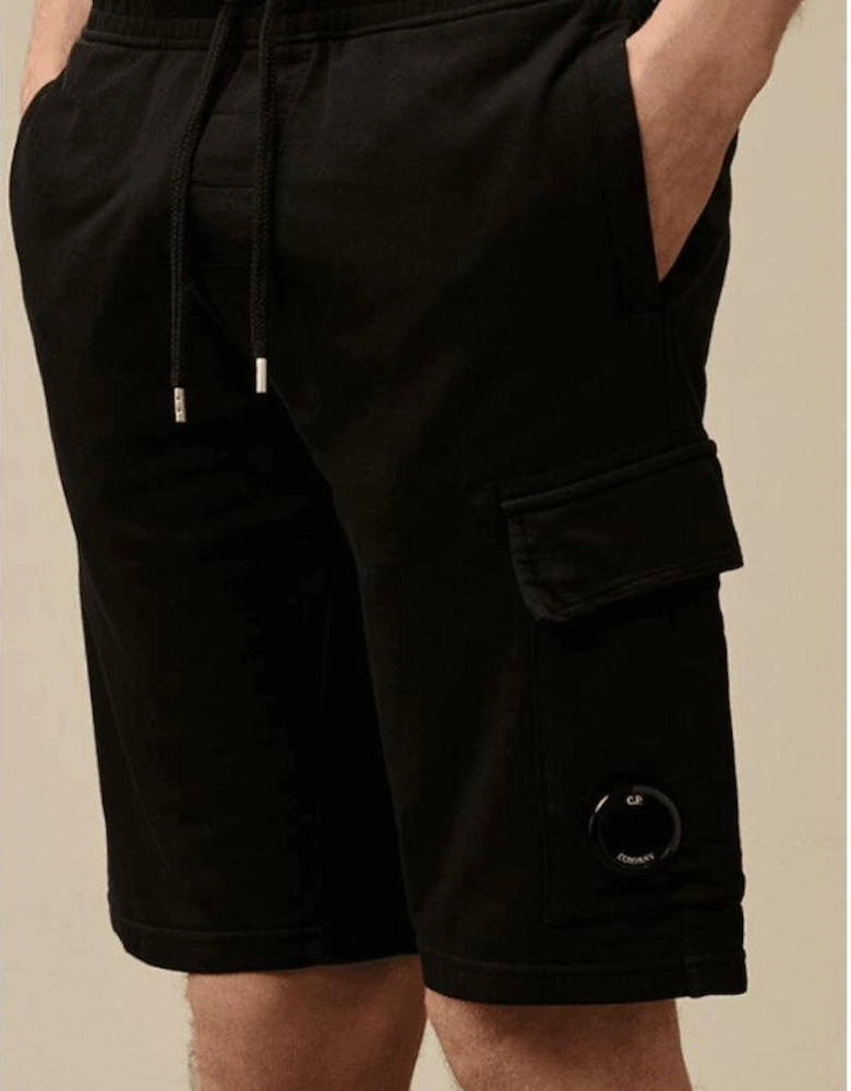 Light Fleece Lens Pocket Black Cargo Shorts