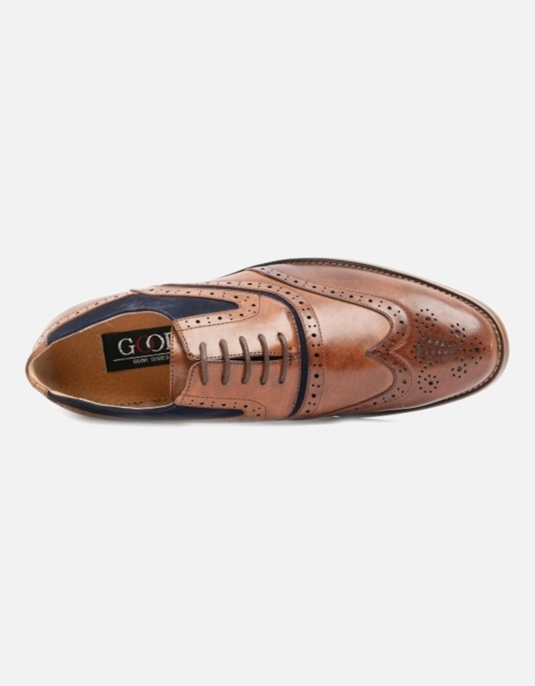 GRANT Mens Two Tone Brogues Dark Tan/Navy