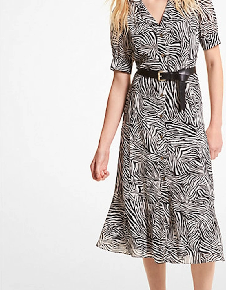 Zebra Print Georgette Shirtdress