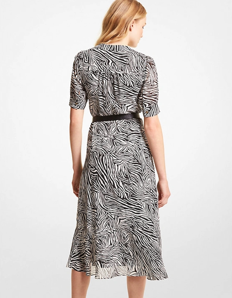 Zebra Print Georgette Shirtdress
