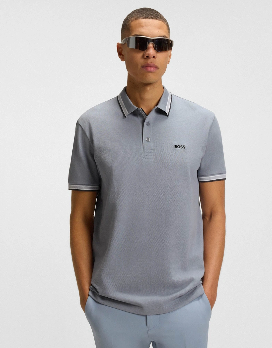BOSS Green Paddy Mens Cotton-Piqué Polo Shirt with Contrast Logo, 2 of 1