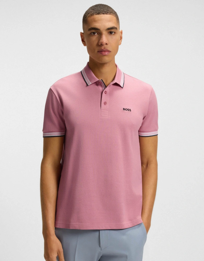 BOSS Green Paddy Mens Cotton-Piqué Polo Shirt with Contrast Logo