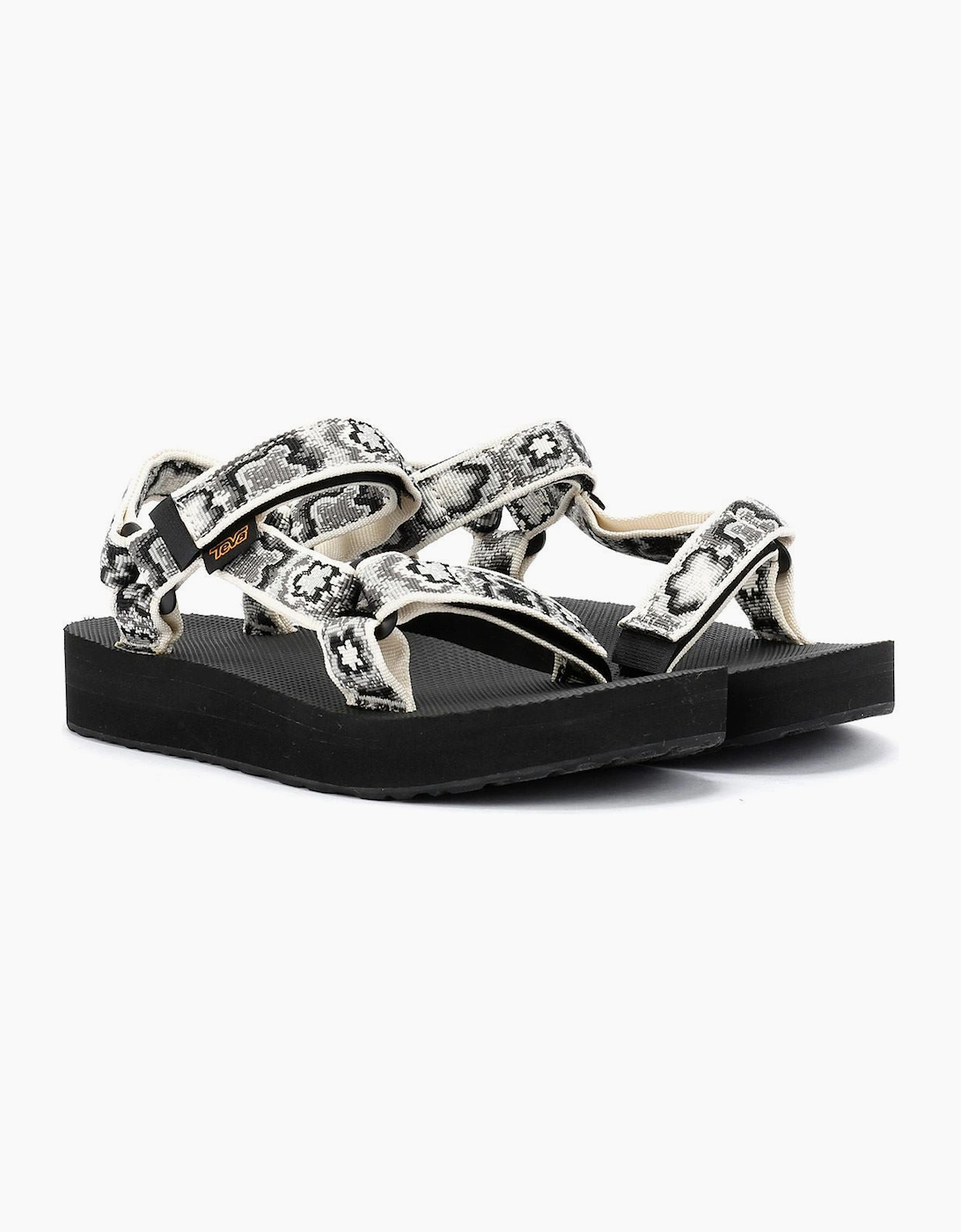 Women's Teva Midform Universal Women's Black/White Floral Sandals - Size: 4