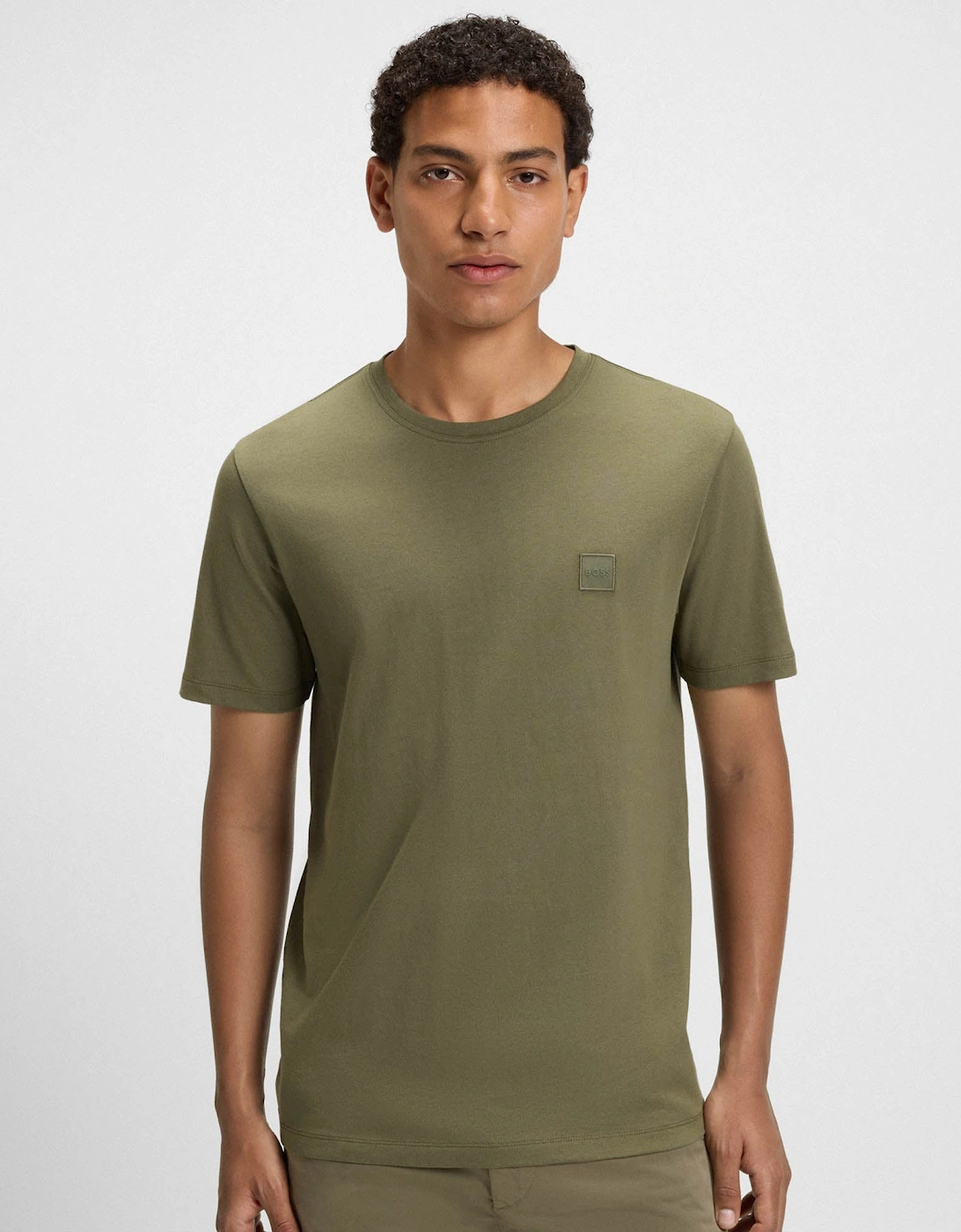 BOSS Orange Tales Mens Cotton-Jersey T-shirt With Logo Patch, 2 of 1