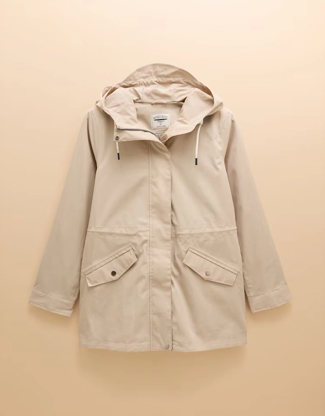Joules Women's Tan Portwell Hooded Raincoat Beige - : 14 Uk Size 14