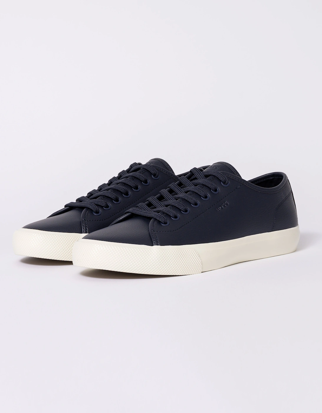 BOSS Orange Aiden Tenn Mens Low Top Trainers in Grained Faux Leather - Dark Blue 402, 2 of 1