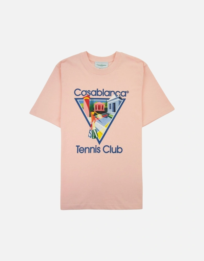 Mens T Shirt LA JOUEUSE Printed T-Shirt Short Sleeve Crew Neck Summer Pale Pink