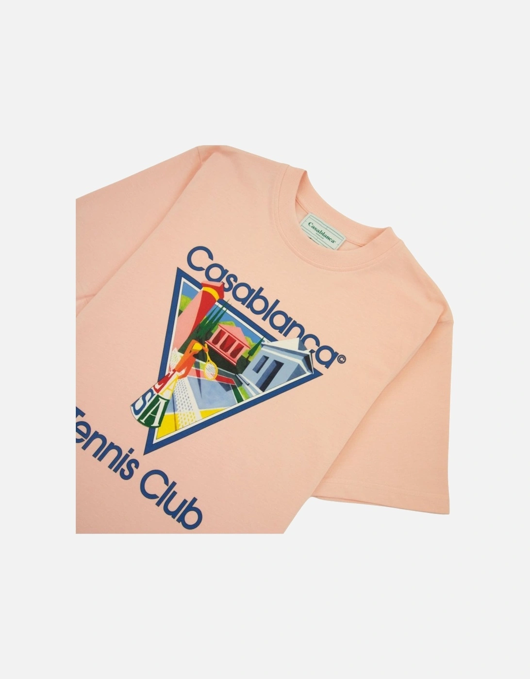Mens T Shirt LA JOUEUSE Printed T-Shirt Short Sleeve Crew Neck Summer Pale Pink