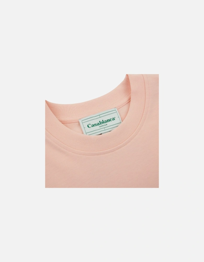 Mens T Shirt LA JOUEUSE Printed T-Shirt Short Sleeve Crew Neck Summer Pale Pink