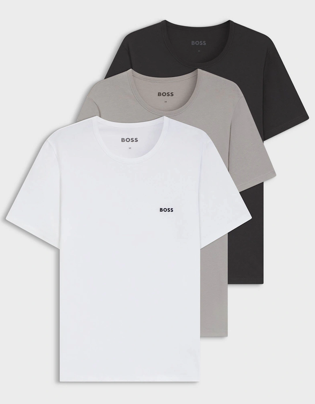 BOSS Orange Mens Three-Pack of Cotton Underwear T-Shirts with Logo Embroidery, 2 of 1