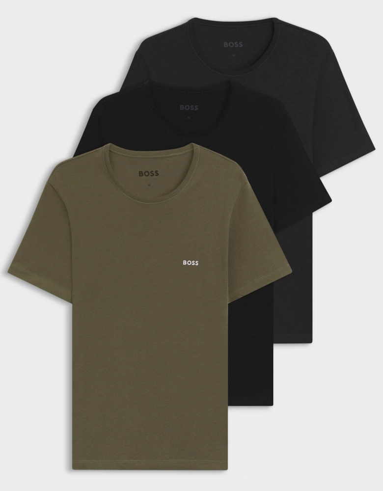 BOSS Orange Mens Three-Pack of Cotton Underwear T-Shirts with Logo Embroidery