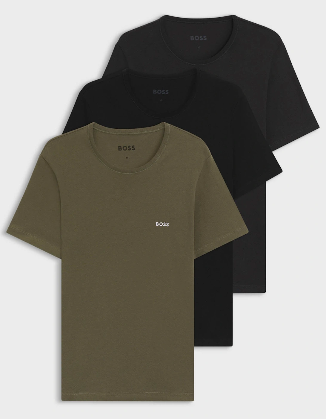 BOSS Orange Mens Three-Pack of Cotton Underwear T-Shirts with Logo Embroidery, 2 of 1
