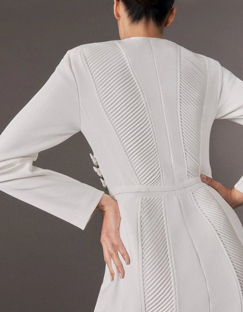 Archive Collection - Tailored Satin Pintuck Structured Detachable Blazer Mini Dress