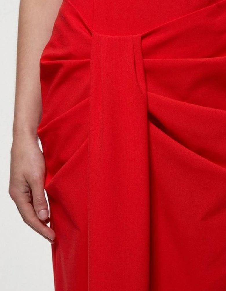 Petite Tailored Asymmetric Neck Strappy Detail Dress