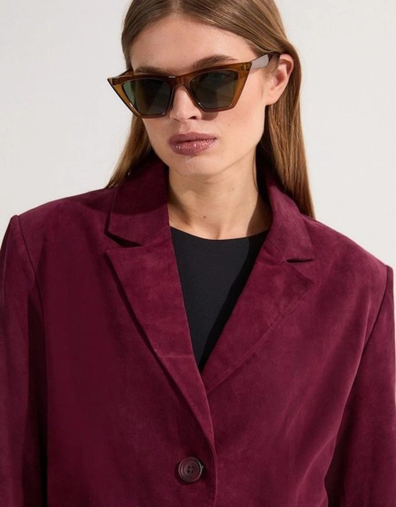 Suede Tailored Single Breasted Blazer