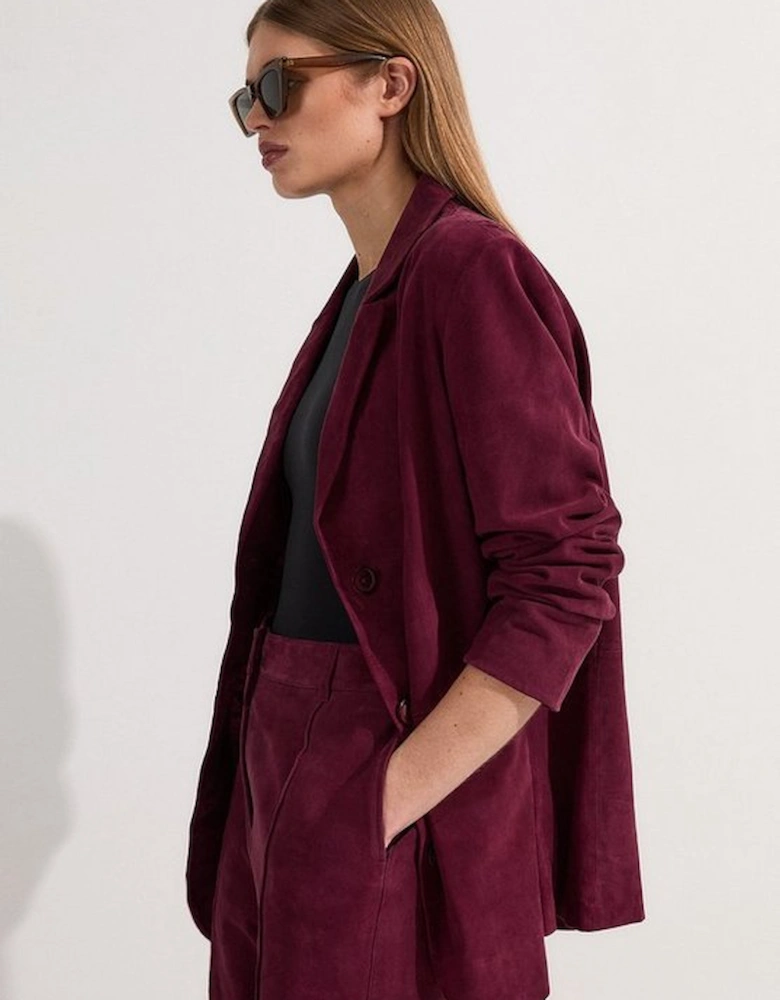 Suede Tailored Single Breasted Blazer