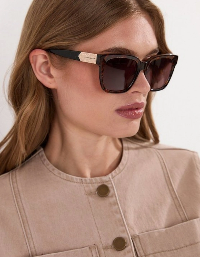 Brown Square Gold Detail Sunglasses