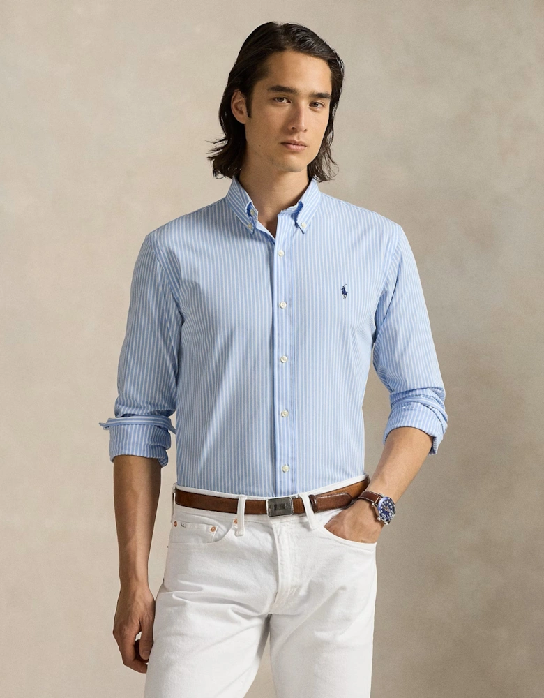 LS Poplin Sport Shirt 018 Austin Blue White